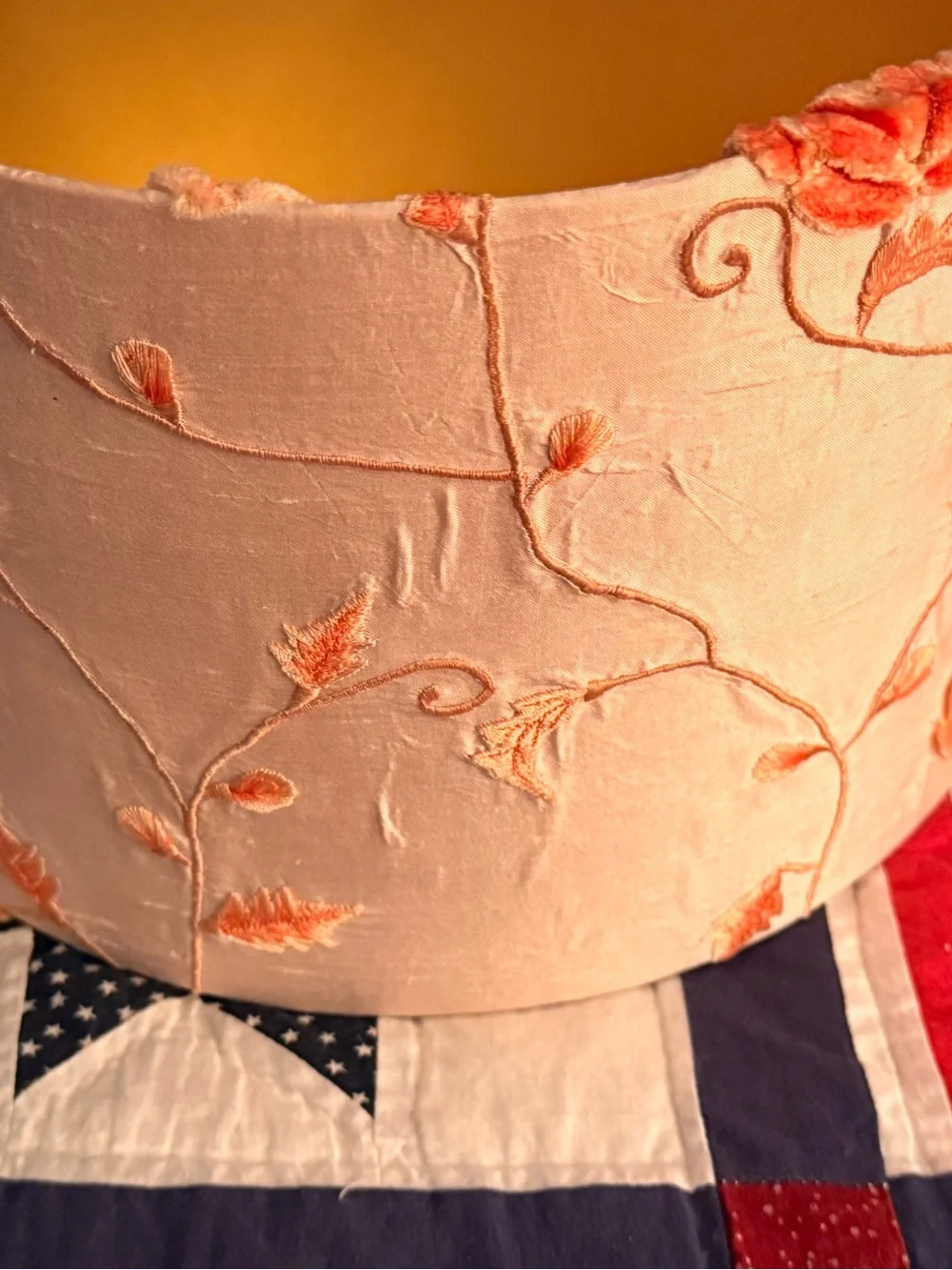 Nonnie Waller’s Peach Blossom Silk & Velvet Cushioned Hat Notion Box